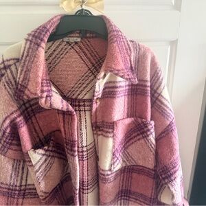 Cozy Pink and Purple Plaid Teddy Jacket